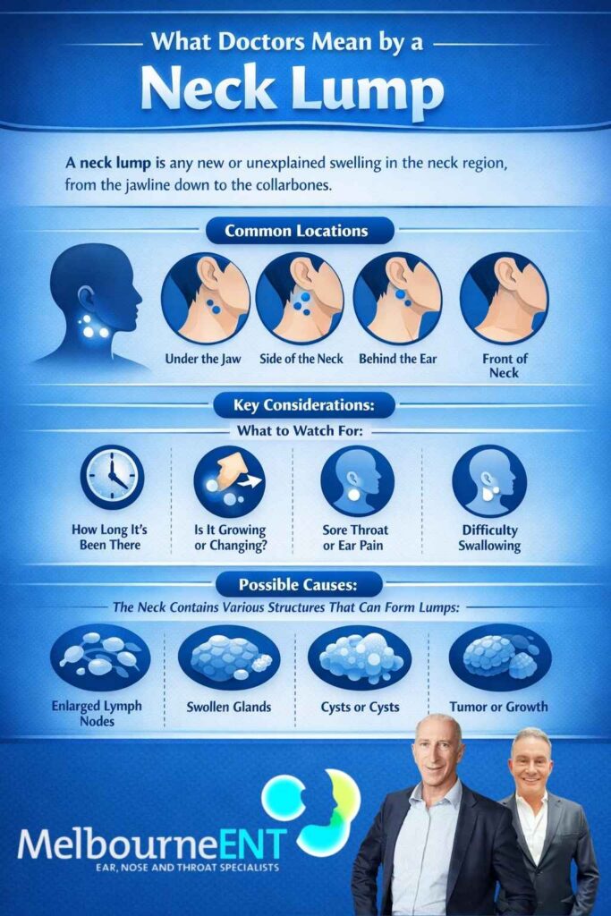 What Doctors Mean by a Neck Lump Infographics Image - Neck Lump Locations and cosiderations